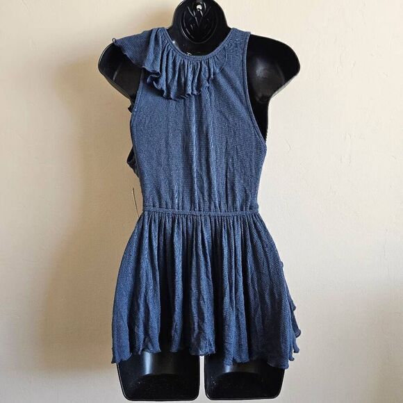 NWT Free People Float Away Asymmetrical Tank Top Blueberry - Picture 6 of 9